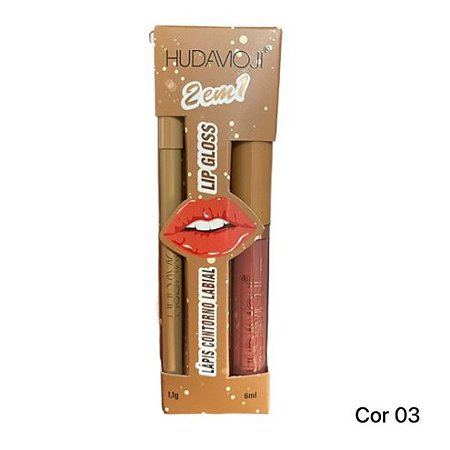 Lip Gloss 2 em 1 - Gloss + Lápis Labial Hudamoji SS-027C