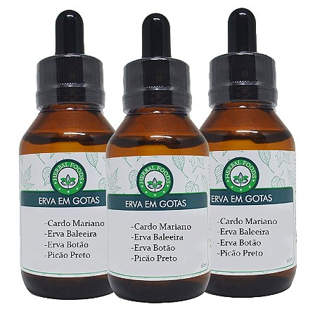 3 Extratos Compostos Cardo Mariano / Erva Baleeira / Erva Botão / Picão Preto - Extrato 60ml