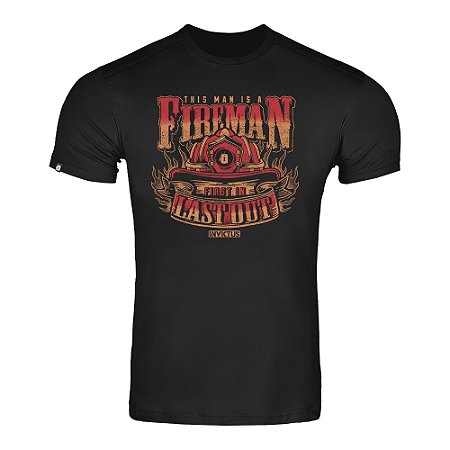 T-SHIRT INVICTUS CONCEPT FIREMAN PRETO - M