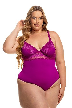 Body Plus Size Sem Bojo Fio Duplo Renda - Jackie Ref 1580