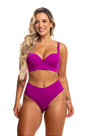 Conjunto Lingerie Sutiã Rforçado Calcinha Cintura Alta Fio Dental - Lyz 1563