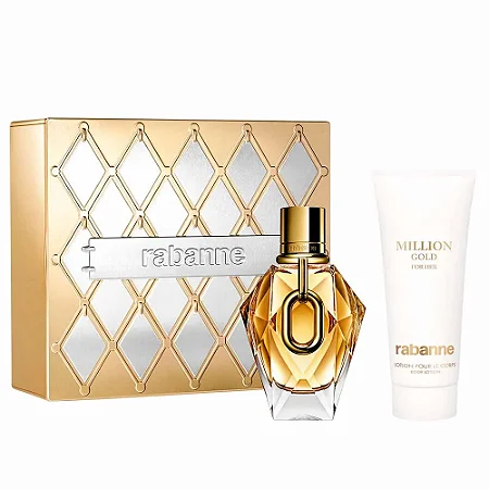 KIT COFFRET MILLION GOLD by RABANNE FEMININO Eau de Parfum - Edp 90ml + Body Lotion 100ml