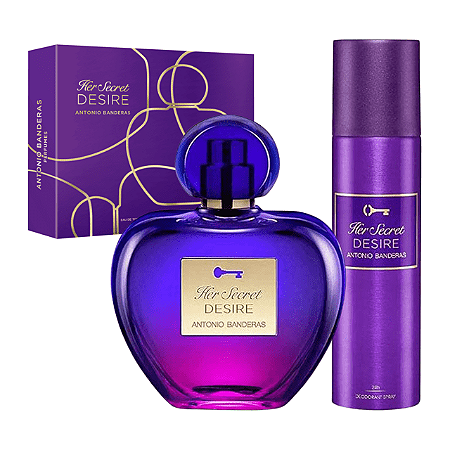 KIT COFFRET HER SECRET DESIRE de ANTONIO BANDERAS FEMININO Eau de Toilette - edt 80ml + deo 150ml