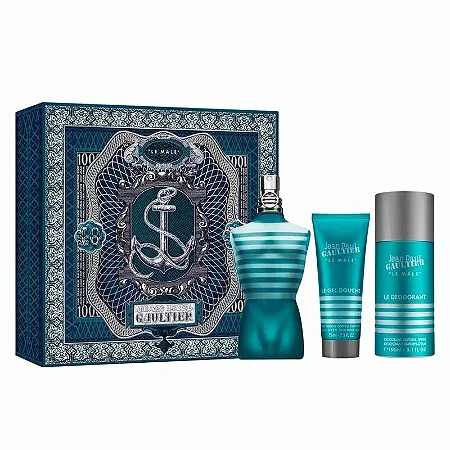 KIT COFFRET LE MALE by JEAN PAUL GALTIER MASCULINO Eau de Toillete - EDT 125ml + LE DÉODORANT 150ml + LE GEL DOUCHE 75ml