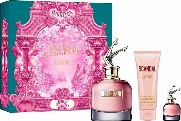 KIT COFFRET SCANDAL JEAN PAUL GALTIER FEMININO EAU de PARFUM - EDP 80ml + EDP VOYAGE 6ml + PERFUMED BODY LOTION 75ml