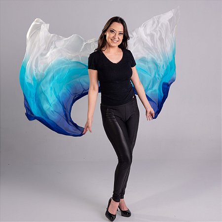 Véu Seda Pura Colorido Dança do Ventre Degrade Azul VEU-SEDAA-u-4