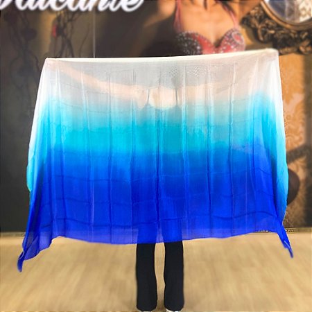 Véu Seda Pura Colorido Dança do Ventre Degrade Azul  VEU-SEDAA-u-4