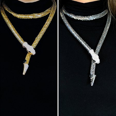 Colar Cobra Bijouteria com Strass Dança do Ventre