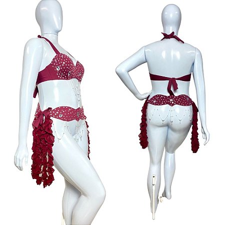 [Encomenda 45 Dias] Top e Cinto Plus Size Dança do Ventre Diamante