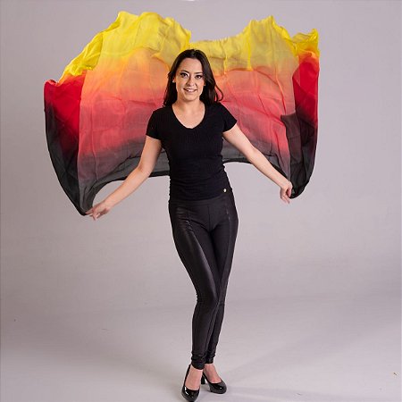 Véu Seda Pura Colorido Dança do Ventre Fogo - VEU-SEDAA-3