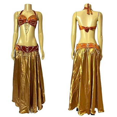 [Liquidação] Dança do Ventre Traje Bordado Completo G 44  - Pronta Entrega - TPCL-97