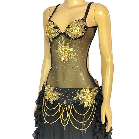 Dança do VentreTraje Bordado Completo com Body P 40 Pronta Entrega - TC-BODY20