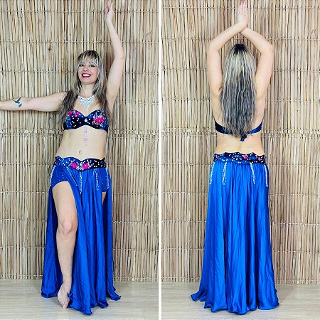 [Liquidação] Dança do Ventre Traje Bordado Completo P 40 - Pronta Entrega  - TPCL-121