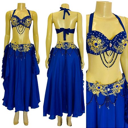 [Liquidação] Dança do Ventre Traje Bordado Completo M 42 - Pronta Entrega  - TPCL-178