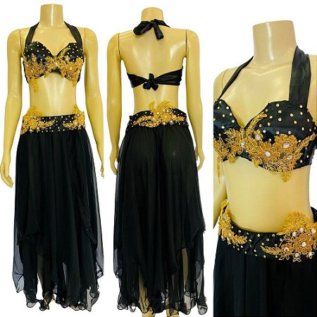 [Liquidação] Dança do Ventre Traje Bordado Completo G 44 - Pronta Entrega  - TPCL-202