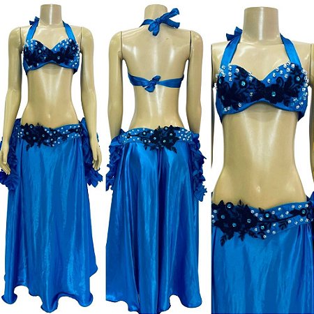 [Liquidação] Dança do Ventre Traje Bordado Completo P 40 - Pronta Entrega  - TPCL-246