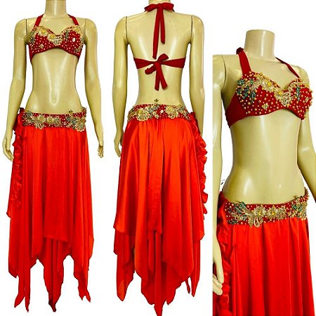 [Liquidação] Dança do Ventre Traje Bordado Completo - Pronta Entrega  - TPCL-265