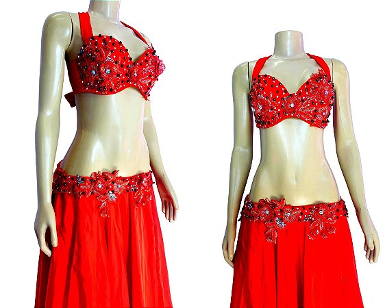 [Liquidação] Dança do Ventre Traje Bordado Completo GG 46 - Pronta Entrega  - TPCL-269