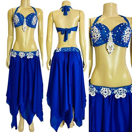 [Liquidação] Dança do Ventre Traje Bordado Completo - Pronta Entrega  - TPCL-303