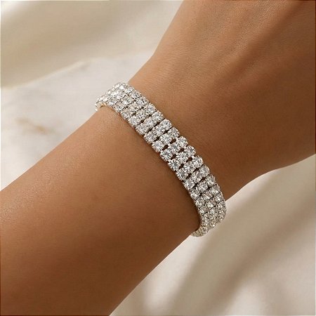 Pulseira Strass Com Três Camadas Luxuosa Dança do Ventre - AB16