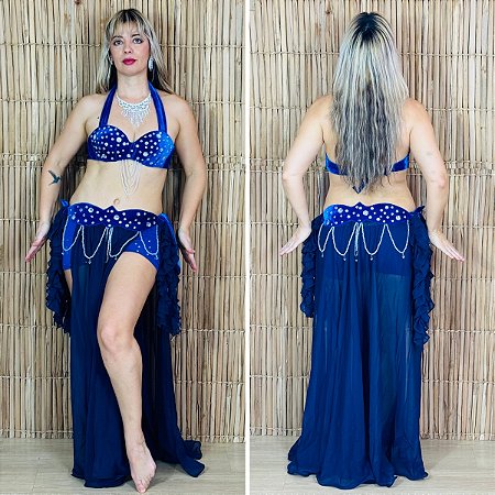 [Liquidação] Dança do Ventre Traje Bordado Completo P 40 - Pronta Entrega  - TPCL-331