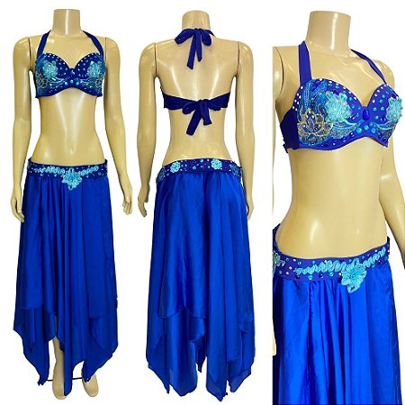 [Liquidação] Dança do Ventre Traje Bordado Completo G 44 - Pronta Entrega  - TPCL-335