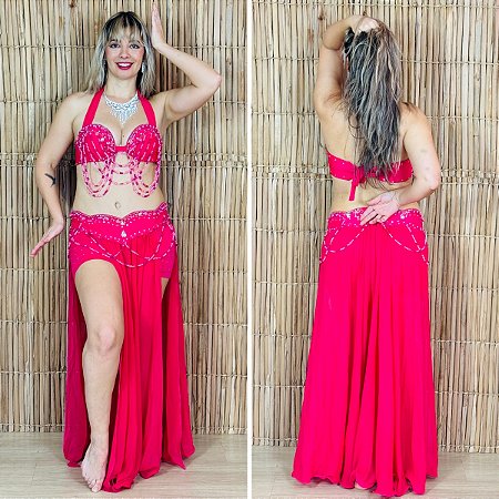 [Liquidação] Dança do Ventre Traje Bordado Completo M - Pronta Entrega  - TPCL-347