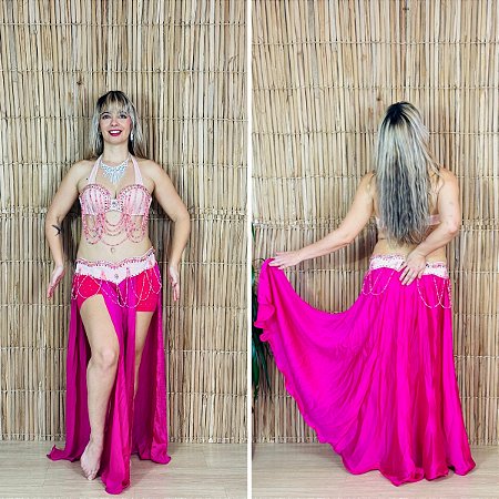 [Liquidação] Dança do Ventre Traje Bordado Completo M 42  - Pronta Entrega - TPCL-350