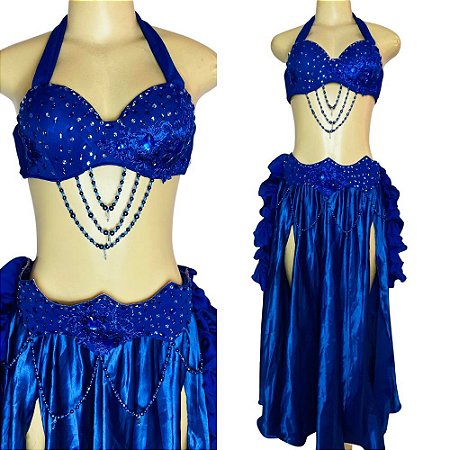 [Liquidação] Dança do Ventre Traje Bordado Completo M 42 - Pronta Entrega  - TPCL-358