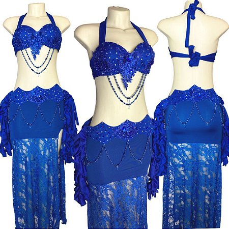 [Liquidação] Dança do Ventre Traje Bordado Completo M 42 - Pronta Entrega  - TPCL-368