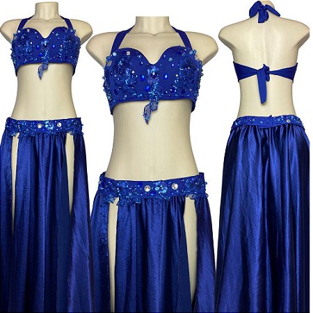 [Liquidação] Dança do Ventre Traje Bordado Completo XG 48 - Pronta Entrega  - TPCL-376