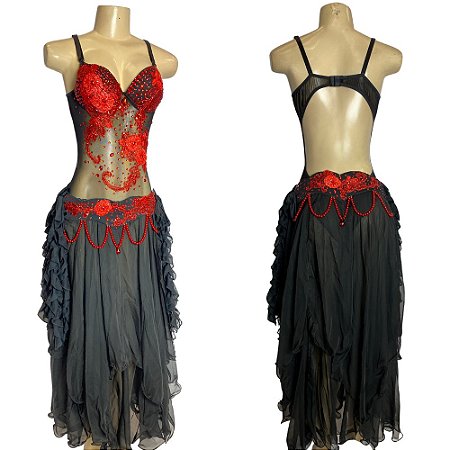 Dança do Ventre Traje Bordado Completo com Body G 44 Pronta Entrega - TC-BODY35