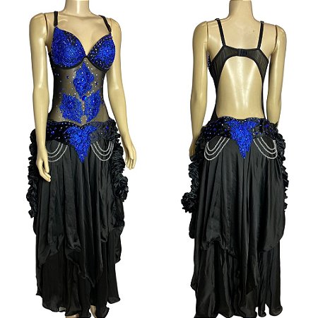 Dança do Ventre Traje Bordado Completo com Body GG 46 Pronta Entrega - TC-BODY36