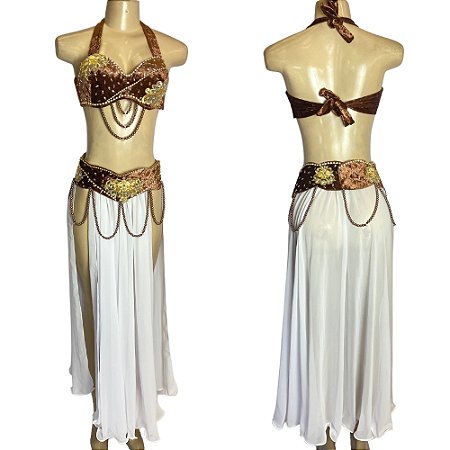 [Liquidação] Dança do Ventre Traje Bordado Completo GG 46 - Pronta Entrega - TPCL-416