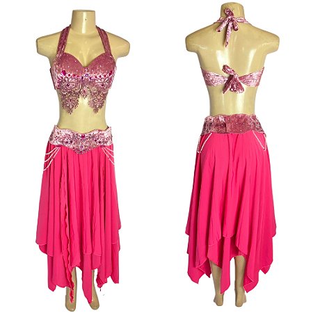 [Liquidação] Dança do Ventre Traje Bordado Completo  GG 46 - Pronta Entrega - TPCL-439