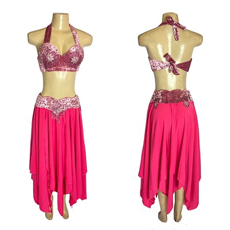 [Liquidação] Dança do Ventre Traje Bordado Completo  XG-48- Pronta Entrega - TPCL-442