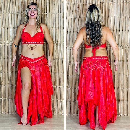 [Liquidação] Dança do Ventre Traje Bordado Completo  XG-48 - Pronta Entrega - TPCL-446