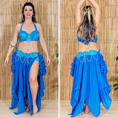 [Liquidação] Dança do Ventre Traje Bordado Completo  XG-48 - Pronta Entrega - TPCL-447