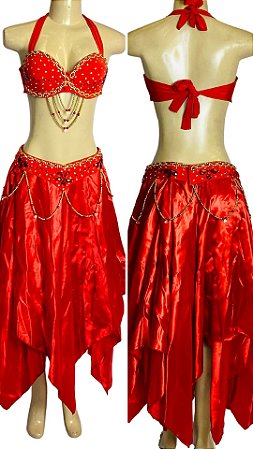 [Liquidação] Dança do Ventre Traje Bordado Completo GG-46 - Pronta Entrega - TPCL-451
