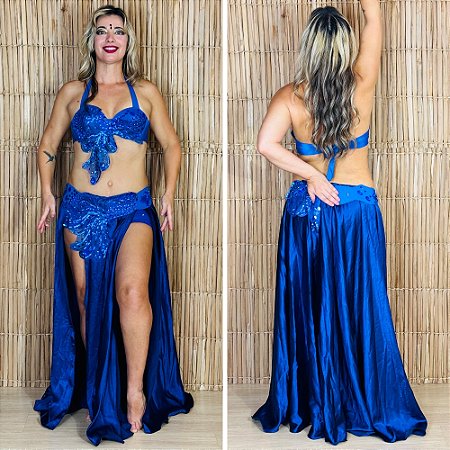 [Liquidação] Dança do Ventre Traje Bordado Completo p-40  - Pronta Entrega - TPCL-465