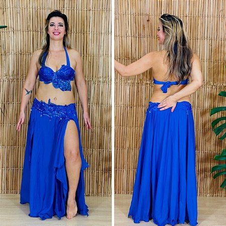 [Liquidação] Dança do Ventre Traje Bordado Completo P-40 - Pronta Entrega - TPCL-467