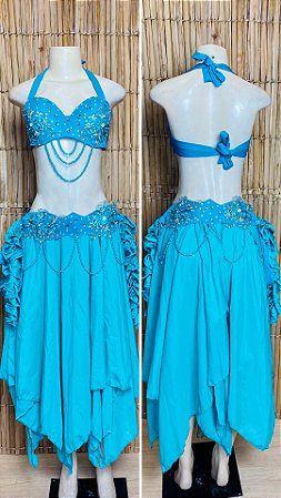 [Liquidação] Dança do Ventre Traje Bordado Completo- G-44 - Pronta Entrega - TPCL-473