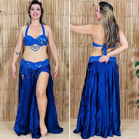 [Liquidação] Dança do Ventre Traje Bordado Completo- M-42 - Pronta Entrega - TPCL-474