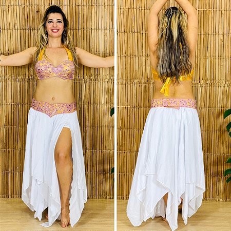 [Liquidação] Dança do Ventre Traje Bordado Completo- Pronta Entrega - TPCL-493