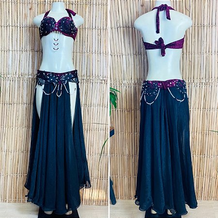 [Liquidação] Dança do Ventre Traje  Bordado Completo- Pronta Entrega - TPCL-526