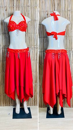 [Liquidação] Dança do Ventre Traje  Bordado Completo- Pronta Entrega - TPCL-534