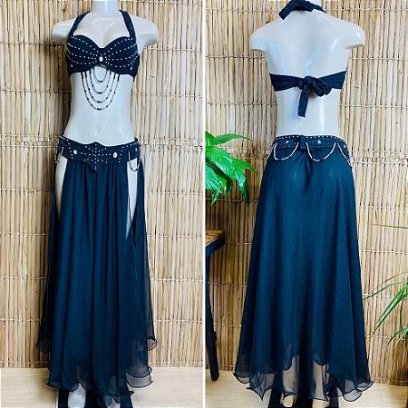 [Liquidação] Dança do Ventre Traje  Bordado Completo- Pronta Entrega - TPCL-535