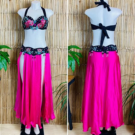 [Liquidação] Dança do Ventre Traje  Bordado Completo - Pronta Entrega - TPCL-547