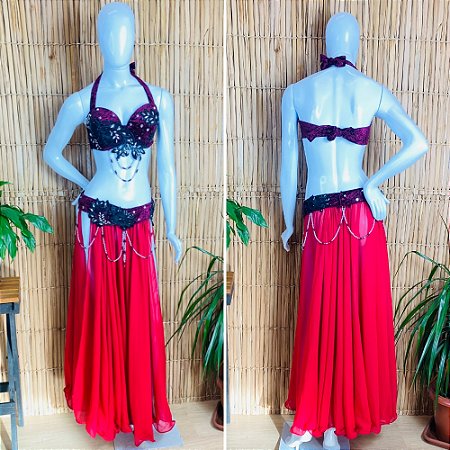 [Liquidação] Dança do Ventre Traje  Bordado Completo - GG-46- Pronta Entrega - TPCL-580