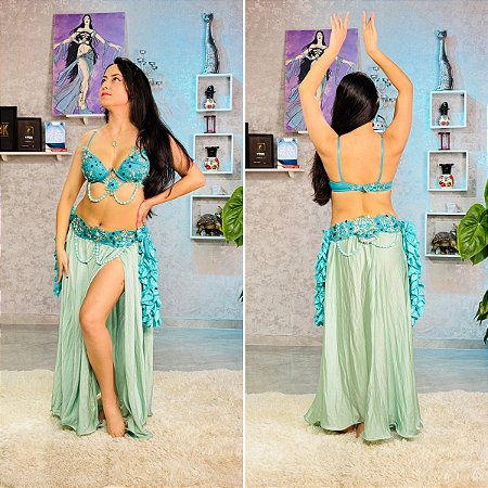 [Liquidação] Dança do Ventre Traje  Bordado Completo - M-42 -  Pronta Entrega - TPCL-597